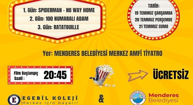 Menderes'te Yazlık Sinema Günleri Başlıyor