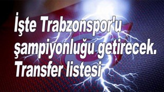 Trabzonspor'da şampiyonluk Transfer Listesi