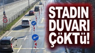 Trabzon'da stadın duvarı çöktü