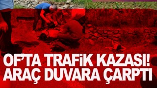 Trabzon'da otomobil duvara çarptı