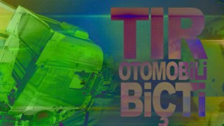 Trabzon'da Tır aracı otomobili biçti